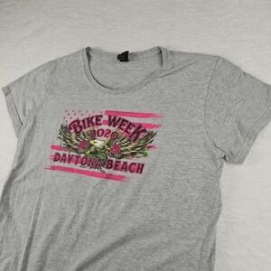 Daytona Beach Top Women Large Gray Bike Week Biker 2020 79th T Shirt Grunge Goth